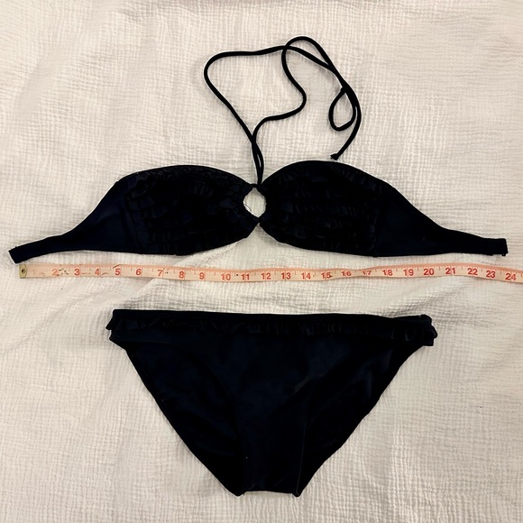 Black Ruffle Bandeau Bikini - Picture 3 of 4